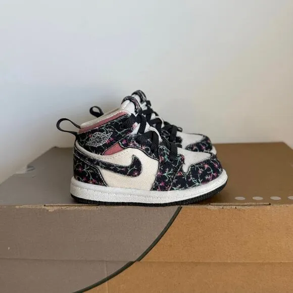 RARE Nike Air Jordan 1 Mid SE Floral/Sail Toddler Sneakers  - SZ 5 C