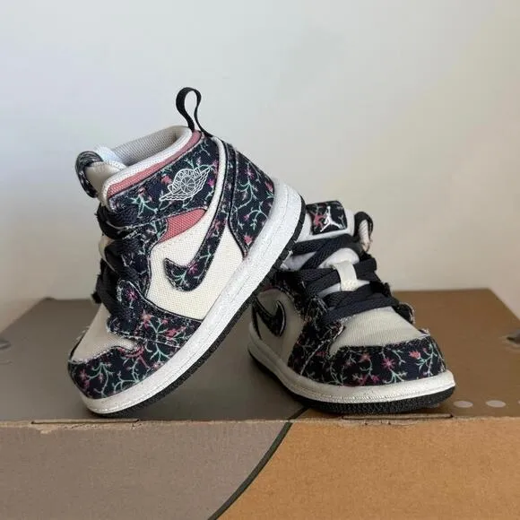 RARE Nike Air Jordan 1 Mid SE Floral/Sail Toddler Sneakers  - SZ 5 C