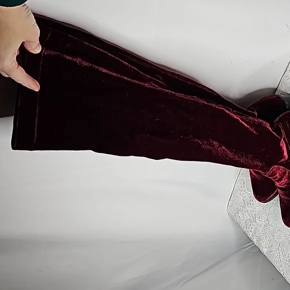 RARE Sol Sana burgundy velvet thigh high pull on holiday heeled boots sz 8