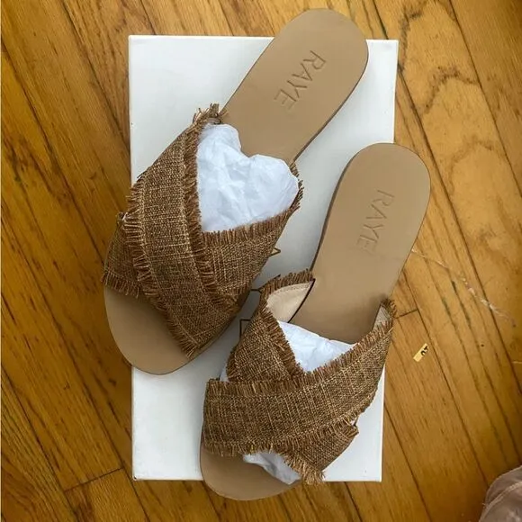 Raye Couer Sandals in Natural tan slides shoes Revolve Sz 7