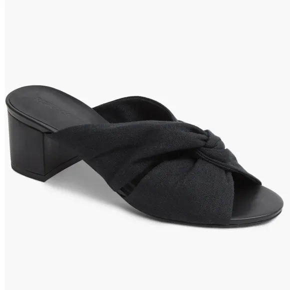 Rebecca Allen Women's The Twist Black Linen Slide Sandals Size 9.5