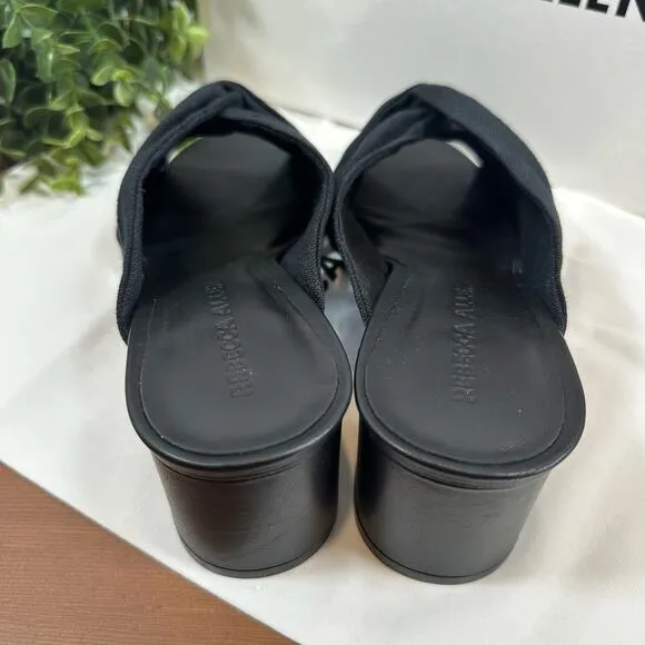 Rebecca Allen Women's The Twist Black Linen Slide Sandals Size 9.5