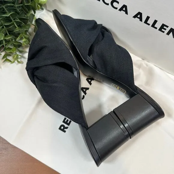 Rebecca Allen Women's The Twist Black Linen Slide Sandals Size 9.5