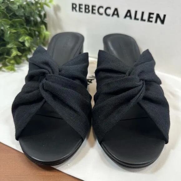 Rebecca Allen Women's The Twist Black Linen Slide Sandals Size 9.5