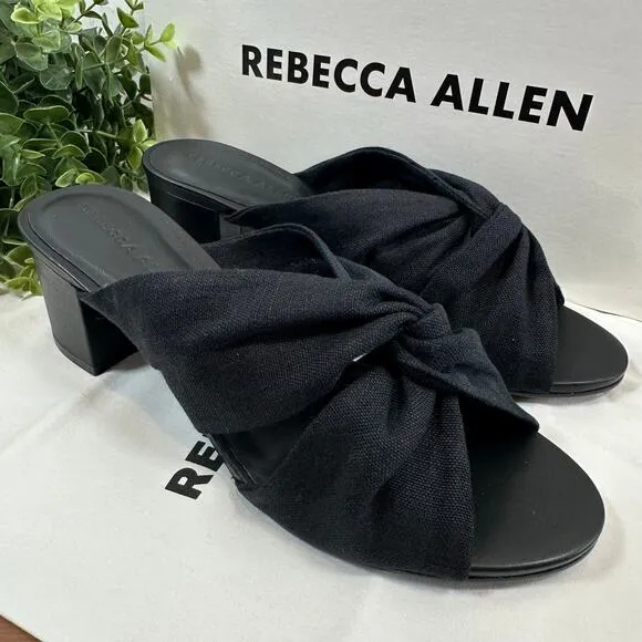 Rebecca Allen Women's The Twist Black Linen Slide Sandals Size 9.5