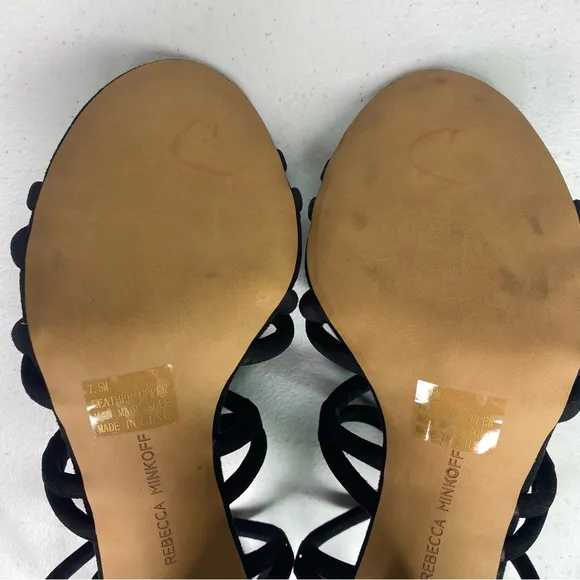 Rebecca Minkoff Apolline Suede Strappy Sandals Black Size 7.5