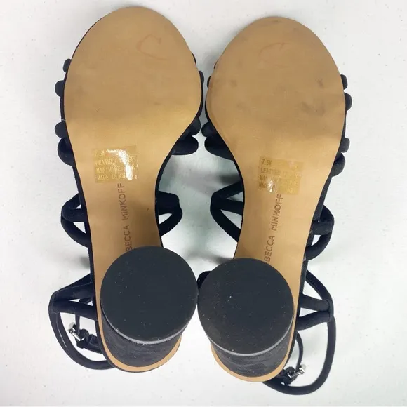 Rebecca Minkoff Apolline Suede Strappy Sandals Black Size 7.5
