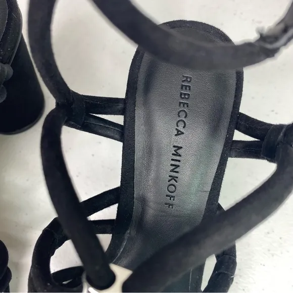 Rebecca Minkoff Apolline Suede Strappy Sandals Black Size 7.5