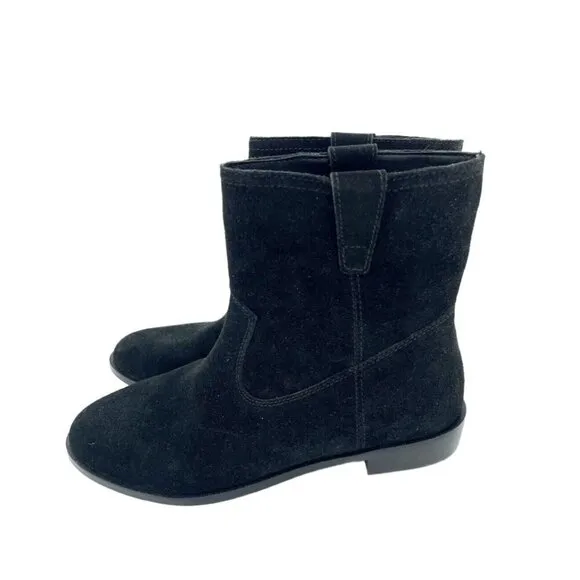 Rebecca Minkoff Chasidy Black Suede Leather Pull On Ankle Boots SZ 7 New