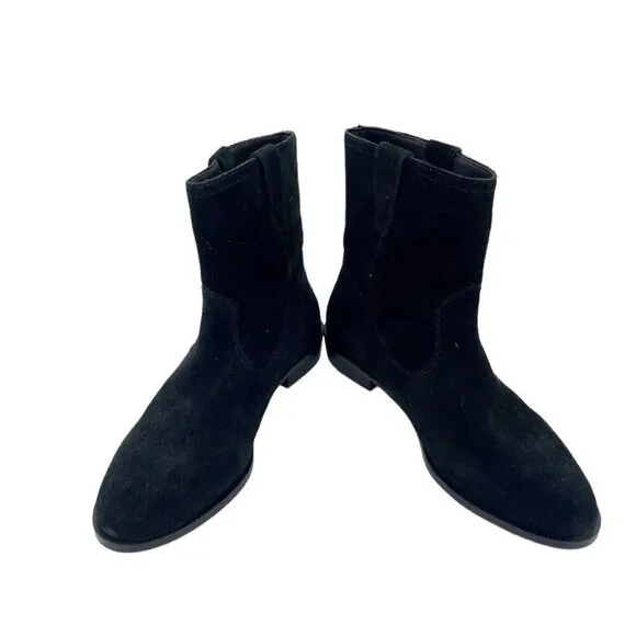 Rebecca Minkoff Chasidy Black Suede Leather Pull On Ankle Boots SZ 7 New