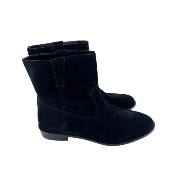Rebecca Minkoff Chasidy Black Suede Leather Pull On Ankle Boots SZ 7 New