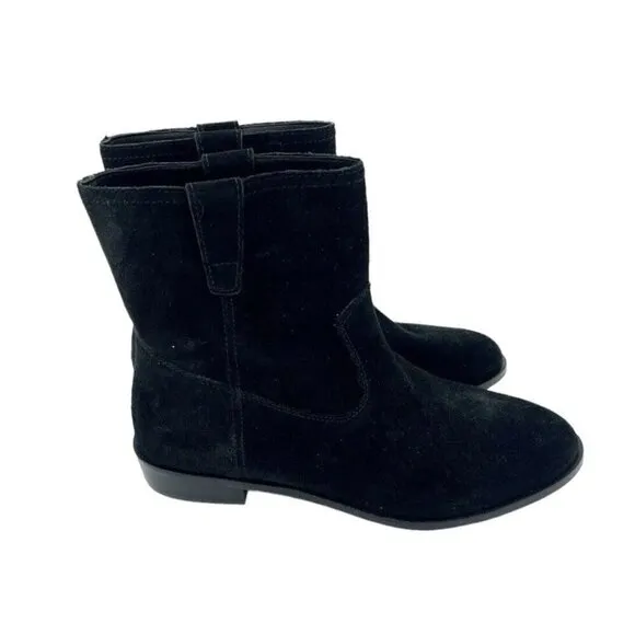 Rebecca Minkoff Chasidy Black Suede Leather Pull On Ankle Boots SZ 7 New