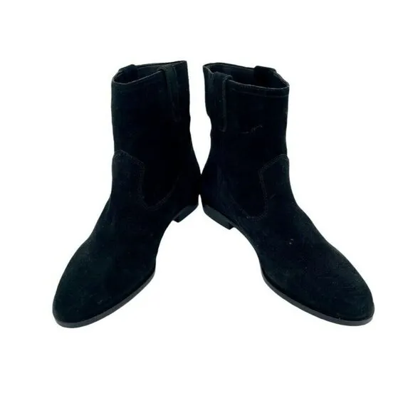 Rebecca Minkoff Chasidy Black Suede Leather Pull On Ankle Boots SZ 7.5 New