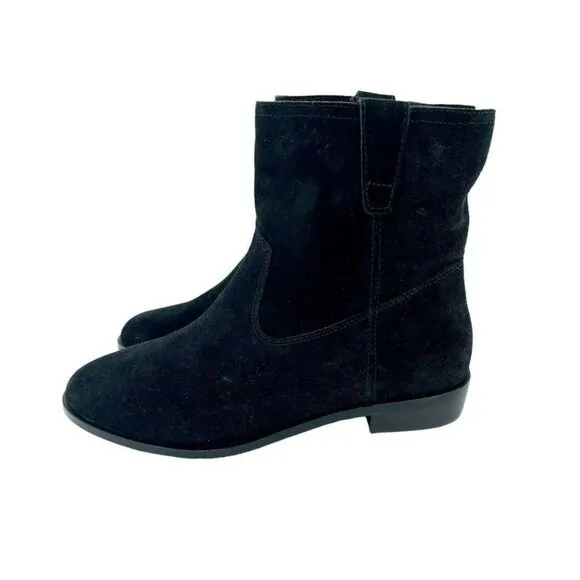 Rebecca Minkoff Chasidy Black Suede Leather Pull On Ankle Boots SZ 7.5 New