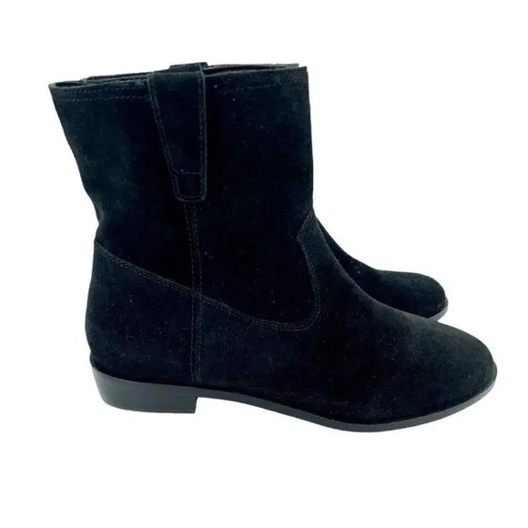Rebecca Minkoff Chasidy Black Suede Leather Pull On Ankle Boots SZ 7.5 New