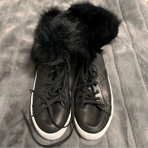 Rebecca Minkoff Sasha High Top Leathr Fur Sneakers