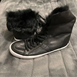 Rebecca Minkoff Sasha High Top Leathr Fur Sneakers