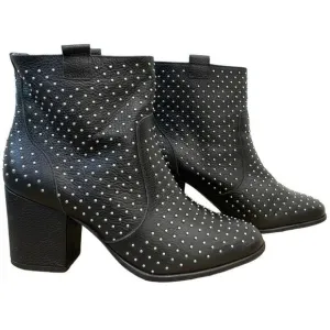 Rebecca Minkoff Sierra Studded Boots Size 7 Genuine Leather Black Heeled Bootie