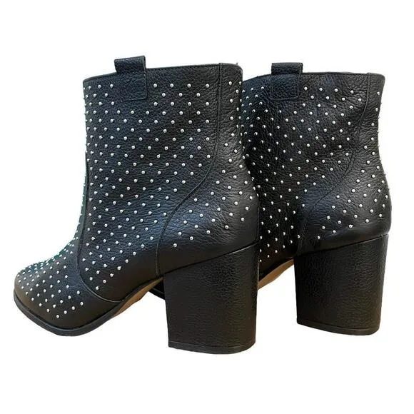 Rebecca Minkoff Sierra Studded Boots Size 7 Genuine Leather Black Heeled Bootie