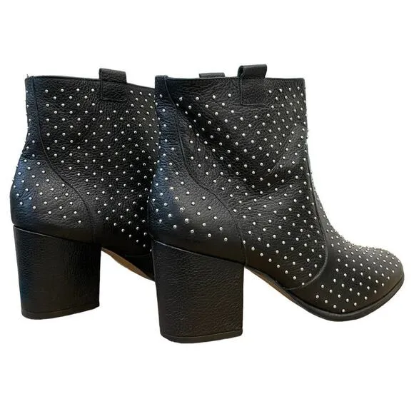 Rebecca Minkoff Sierra Studded Boots Size 7 Genuine Leather Black Heeled Bootie