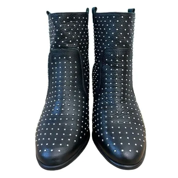 Rebecca Minkoff Sierra Studded Boots Size 7 Genuine Leather Black Heeled Bootie