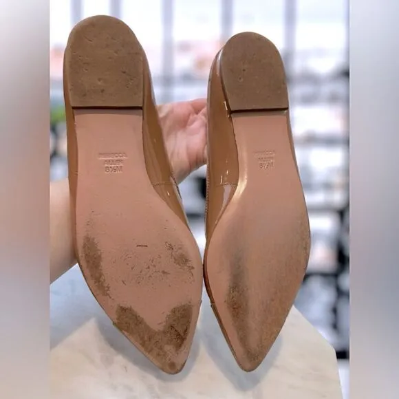 🔥🔥Rebecca Allen The Skim Tan Patent Leather Pointed Flats Size 8.5