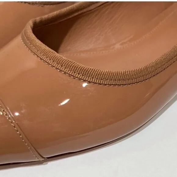 🔥🔥Rebecca Allen The Skim Tan Patent Leather Pointed Flats Size 8.5