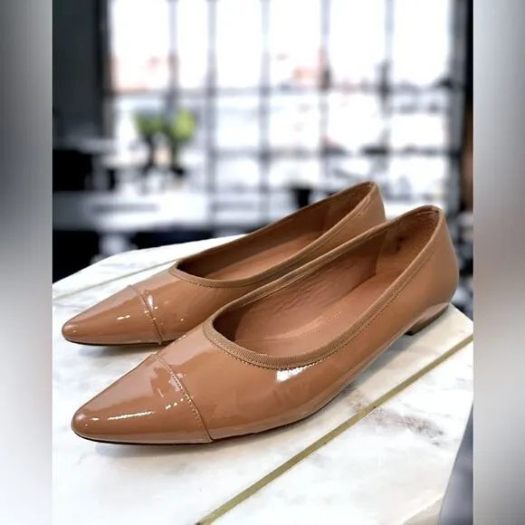 🔥🔥Rebecca Allen The Skim Tan Patent Leather Pointed Flats Size 8.5