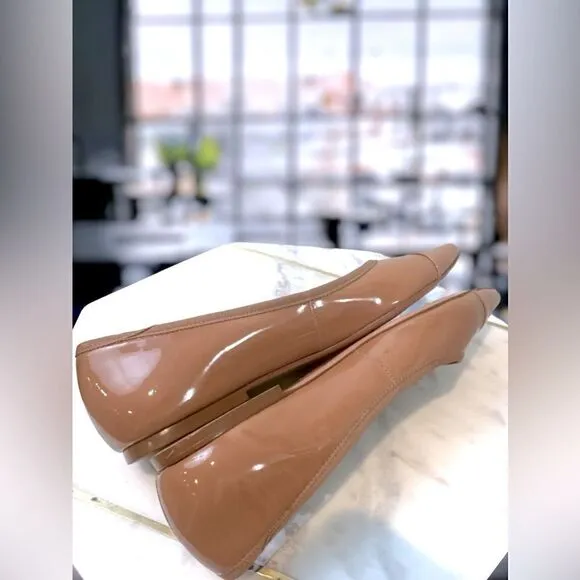 🔥🔥Rebecca Allen The Skim Tan Patent Leather Pointed Flats Size 8.5