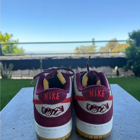 Red and White Sneakers with Gum Sole