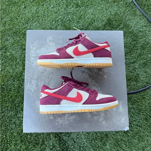Red and White Sneakers with Gum Sole