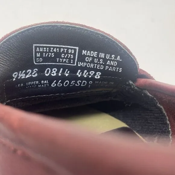 Red Wing 6605 Steel Toe Loafers Mens 9.5 EE Extra Wide Burgundy Safety Workwear