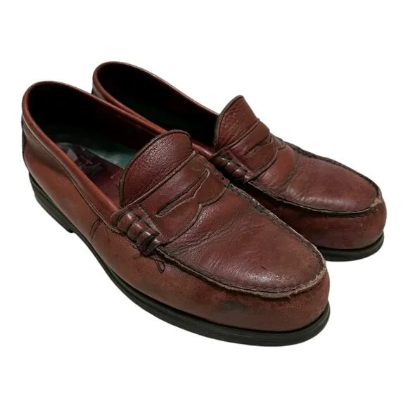 RED WING 6605 Steel Toes Burgundy Leather Penny Loafer Shoes Mens Size 11 D