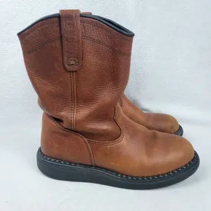 Red Wing Pecos Leather Work Boots Brown Men's Size 8 Pull-On Stock No. 1173