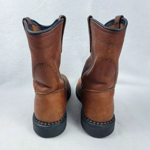 Red Wing Pecos Leather Work Boots Brown Men's Size 8 Pull-On Stock No. 1173