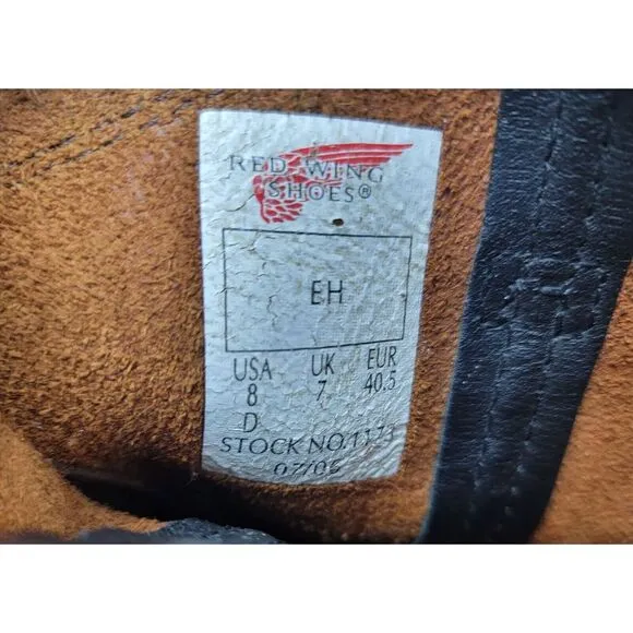 Red Wing Pecos Leather Work Boots Brown Men's Size 8 Pull-On Stock No. 1173