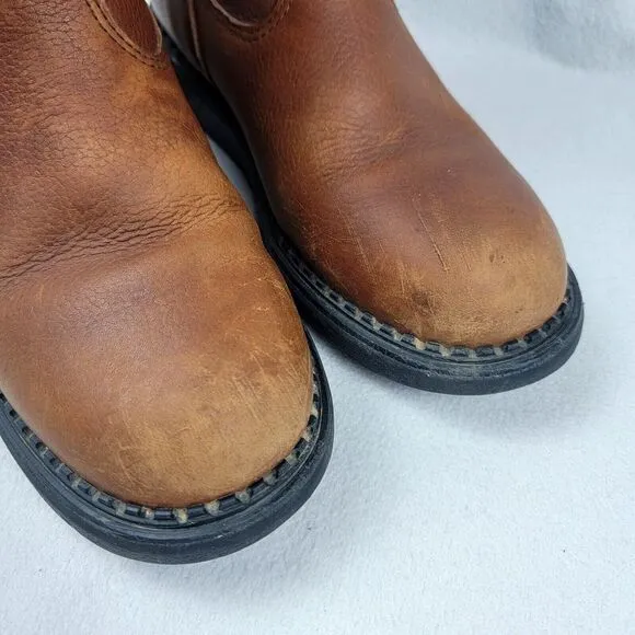 Red Wing Pecos Leather Work Boots Brown Men's Size 8 Pull-On Stock No. 1173