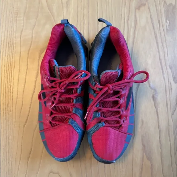 Reebok Red and Black Sneakers with Breathable Mesh and Zigzag Sole