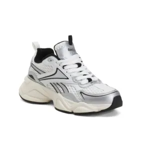 REEBOK white/silver Leather Charge Running Sneakers