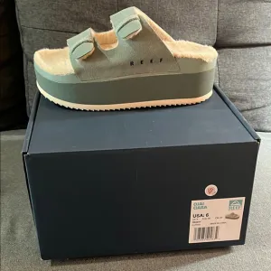 Reef Green Platform Sandals