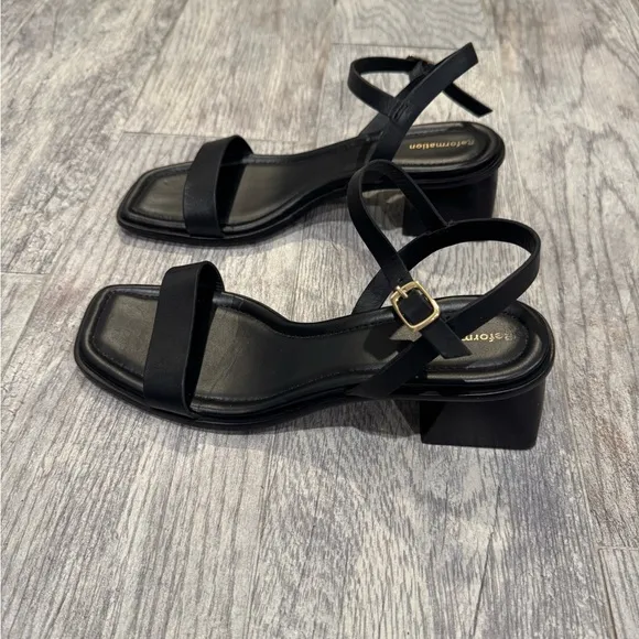 Reformation black Stephanie ankle strap sandals