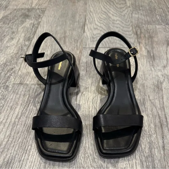 Reformation black Stephanie ankle strap sandals