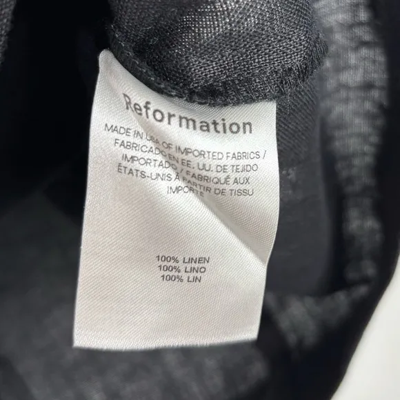 Reformation Citron Linen Dress Black Size 6 New
