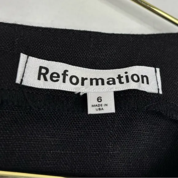 Reformation Citron Linen Dress Black Size 6 New