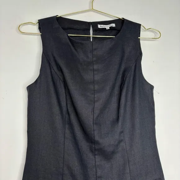 Reformation Citron Linen Dress Black Size 6 New