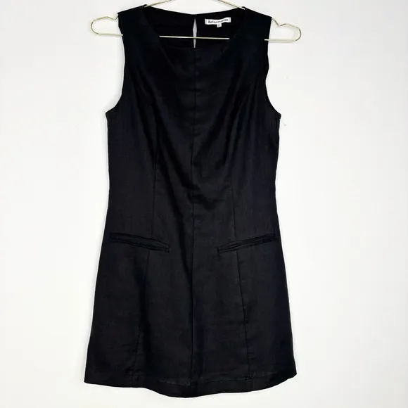 Reformation Citron Linen Dress Black Size 6 New