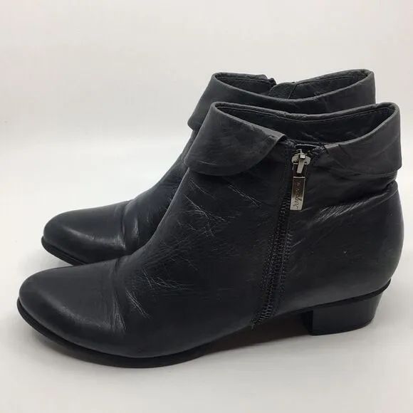 Regarde Le Ciel Stefany 333 Metallic Dark Gray Leather Heeled Ankle Boots Sz 41