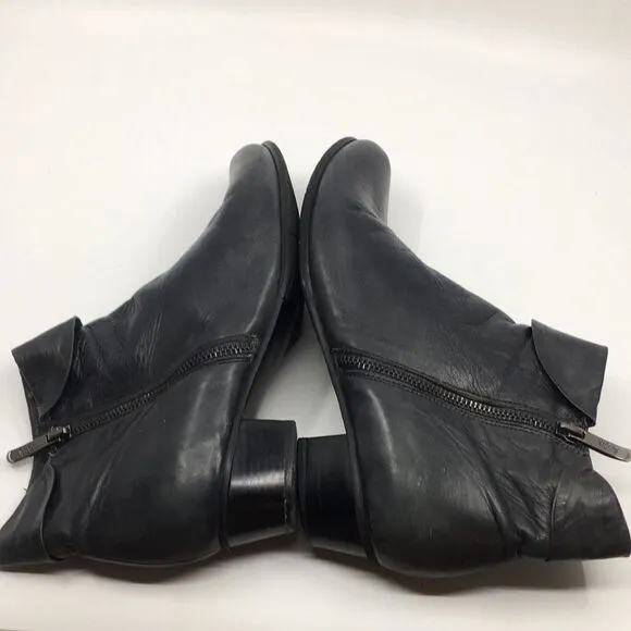 Regarde Le Ciel Stefany 333 Metallic Dark Gray Leather Heeled Ankle Boots Sz 41