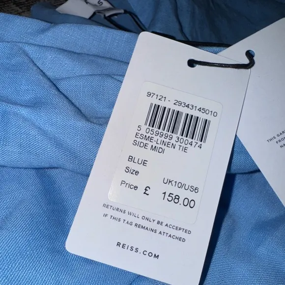 REISS ESME LINEN SIDE TIE MIDI DRESS