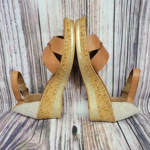 REMONTE by Rieker Brown Leather Cork Wedge Sandals